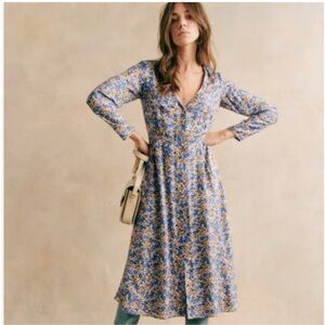 Sézane V-Neck Dress Sz 36 EUC